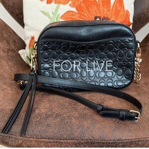 COACH CAMERA BAG LEATHER TASSEL CHAIN LINK STRAP EMPRIENTE VGUC 2019 STYLE 39184